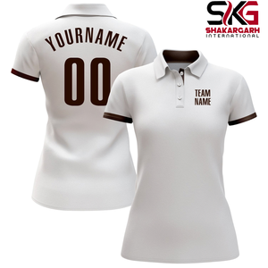 Polo pour femme violet et jaune, sublimation, nom de l'équipe personnalisé, numéro du joueur, manches courtes, jersey décontracté tricoté - Product Image 5