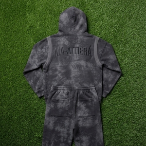ชุดเซ็ตฮู้ดดี้และกางเกงขายาวสีเทาชาร์โคลสำหรับผู้ชาย เสื้อฮู้ดซิป มีฮู้ด กางเกงขายาวทรงกว้าง ชุดวอร์มสองชิ้น - Product Image 6