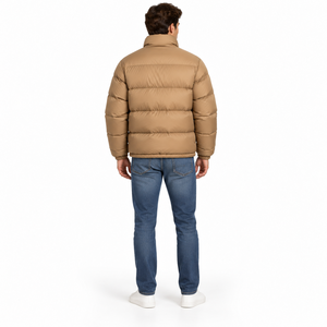 Blouson matelassé réversible pour homme, noir et camel, double face, col montant, en nylon, manteau d'hiver décontracté, logo personnalisé, OEM ODM, vente en gros - Product Image 2