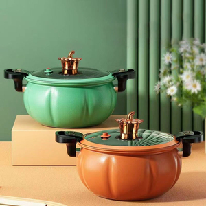 Casserole en alliage d'aluminium écologique en forme de citrouille avec couvercle en verre et double poignée pour la cuisine à domicile 5L 8L - Product Image 1