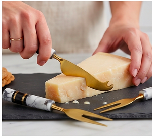 Modern <b>Cheese</b> <b>Knife</b> <b>Set</b> With Marble Handle Gold Metal <b>Cheese</b> Tools Dishwasher Safe For Kitchen Use Restaurant And Dining Use - Product Image 5