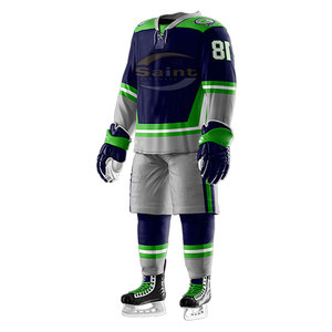 New Arrival Green Gray and Black <b>Colour</b> Ice Hockey Uniform Polyester Material with Low Price Ice Hockey Uniform - Product Image 3