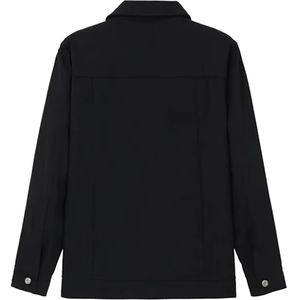 Camisa Negra Sólida para Hombre, Cuello Camisero, Cierre de Botón, Manga Larga, Estilo Casual - Product Image 2