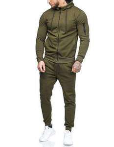 mens black arm zipper detail tracksuit full <b>zip</b> <b>hooded</b> jacket and slim fit cuffed jogger pants set casual activewear sports - Product Image 2