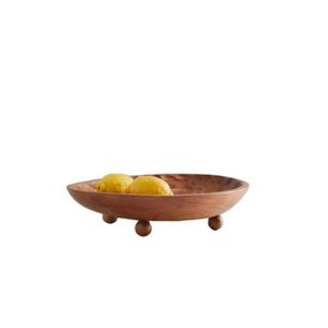 ชามไม้อะคาเซียสำหรับตกแต่ง-ชามแสดงผลไม้แนววินเทจเป็นมิตรต่อสิ่งแวดล้อมพร้อมฐานวางเท้าสำหรับวางกลางงานเลี้ยง - Product Image 1
