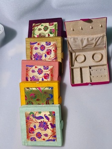 Paithani Raw Silk Jewellery Organizer <b>Box</b> 7x7 Inch Premium Fabric Jewelry <b>Storage</b> for Gifting Bridal Hampers and Accessories - Product Image 6