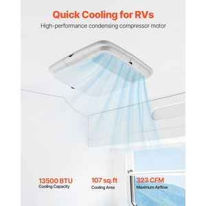Condizionatore da Tetto per Camper 13500 BTU Silenzioso Senza Tubazioni 65 dB con Pannello di Controllo e Scatola di Distribuzione dell'Aria - Product Image 2