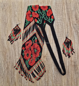 Collier de broderie de perles de verre de conception florale bijoux de perles faits à la main artistiques pour les mariées et les amateurs de mode - Product Image 6