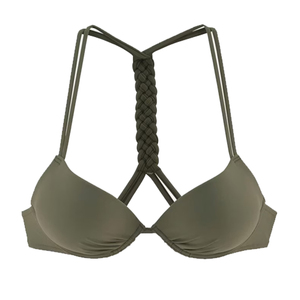 Ensemble bikini 2 pièces pour femme, vert olive, haut de bikini à col halter, bas de bikini brésilien à nouer sur les côtés, maillot de bain à séchage rapide - Product Image 3