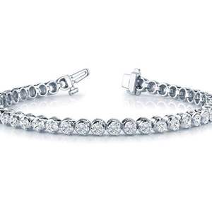 Bracelet tennis exquis en or 14 carats, serti à trois griffes, style illusion, bijoux fins de qualité supérieure, cadeau pour femme et anniversaire - Product Image 4