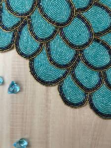 Embroidered Teal Floral <b>Table</b> <b>Runner</b> Bohemian Style Home Decor - Product Image 4