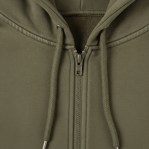 Sudadera con Capucha y Media Cremallera para Hombre, Color Verde Oliva, Corte Regular, Felpa Francesa, Informal, con Bolsillo Delantero, para Invierno - Product Image 2