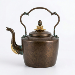 Silver Finished Metal Tea Kettle With Lid And Handle For Kitchen Dining Table Use Handmade <b>Teapot</b> On Sale - Product Image 6