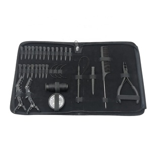 Kit de Herramientas para Extensiones de Cabello Negro Mate al por Mayor: Alicates de Acero Inoxidable Sostenible con Protectores, Clips y Cuentas - Product Image 1