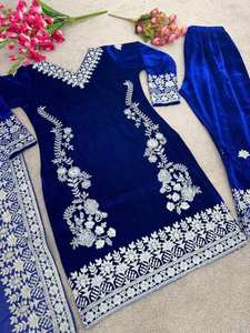 BLOSSOM FABRIC - Conjunto de Fiesta Indio-Pakistaní de Alta Calidad para Mujer, Top de Terciopelo con Dupatta, Parte Inferior Completamente Cosida, Listo para Usar - Product Image 3