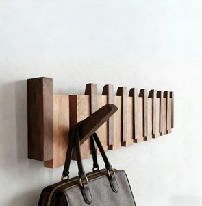 Perchero Moderno de Madera Maciza, Plegable y Independiente, con 10 Ganchos, Ahorra Espacio, Fácil de Montar, para Recibidor, Sala de Estar o Dormitorio - Product Image 2