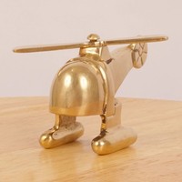 Figurine miniature d'hélicoptère en laiton massif antique, artisanale, modèle d'avion vintage en métal de luxe, sculpture, décoration de table