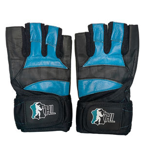 Gants de musculation professionnels bleu turquoise vif avec bandes de maintien robustes pour les poignets |   Poignée antidérapante de qualité supérieure pour un équipement de musculation ultime - Product Image 3