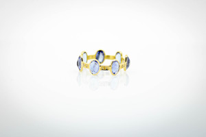 Anillo de Tanzanita Azul Violeta Natural y Racimo de Diamantes en Oro Amarillo Sólido de 18K, Anillo de Perfil Bajo con Halo de Flores y Gema Ovalada - Product Image 3
