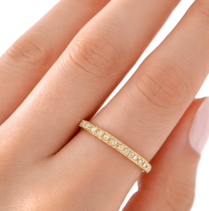 Manufacturing DEF Color VS VVS Clarity Round Lab Grown Diamond 9K 10K 14K 18K Solid Gold <b>Wedding</b> Band Ring Micro Pave Band - Product Image 6