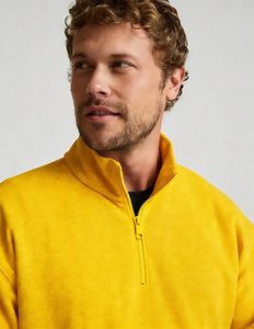 Nouveau design 2026 – Sweat-shirt polaire demi-zip pour homme, couleur jaune, coupe oversize, col montant, fermeture éclair quart de tour, en promotion - Product Image 4