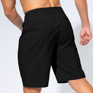 Pantalones cortos Bermuda con cintura con cordón y bolsillos con cremallera para hombre, trajes de baño negros sólidos de secado rápido para hombre en oferta con MOQ bajo - Product Image 2