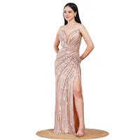Robe de bal longue de luxe sur mesure ornée de perles de diamants, robe de soirée de mariage haut de gamme à décolleté en V profond