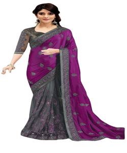 Auto conçu fête porter Designer soie brodé Saree avec chemisier pièce douce soie dentelle bordure Sari vêtements de mariage femmes dernier ApparelGarment - Product Image 1