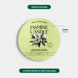 Custom Textured <b>Labels</b> Premium Matte Adhesive Digital Printed Stickers Custom Shape for Candles <b>Jars</b> Bottles Cosmetics Packaging - Product Image 2