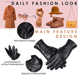 Gants d'hiver unisexes en peau de mouton, élégants, épais, compatibles écran tactile, antidérapants, coupe-vent, à doigts complets, pour le sport et le cyclisme en extérieur (vente en gros) - Product Image 3