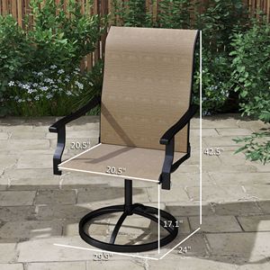 Set di 2 sedie da pranzo da giardino con schienale alto, in rete marrone per tutte le stagioni, con struttura in acciaio e cuscini in poliestere - Product Image 3