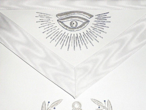 Master Mason Blue Lodge <b>Apron</b> - <b>White</b> Hand Embroidered premium regalia manufacturing standards. - Product Image 4