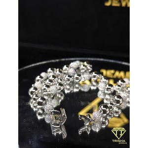 Premium 925 Sterling Silver Beaded Ball <b>Chain</b> Necklace With VVS Lab Grown Diamonds <b>Iced</b> <b>Out</b> Hip Hop Luxury Jewelry By Trisha - Product Image 3