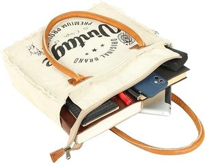 Bolso Hobo de estilo vintage para mujer, bolso de lona con asa de algodón, patrón de letras, bolso de compras o regalo para niñas - Product Image 1