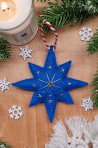 Handmade Blue <b>Star</b> Felt Christmas Tree Ornament - Product Image 1