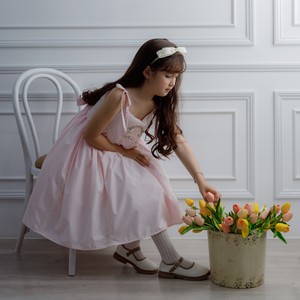 Nouvelle Collection Été Automne 2024 Broderie Perles Sans Manches En Gros Robe Rose Pour Bébé Fille Enfant Mode-Auria - Product Image 4