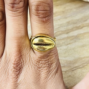 Modern Bohemia Cowrie Shell Brass <b>Ring</b> <b>Women</b> 18K Gold Plated Ocean Beach Jewelry Dainty Statement <b>Ring</b> - Product Image 6