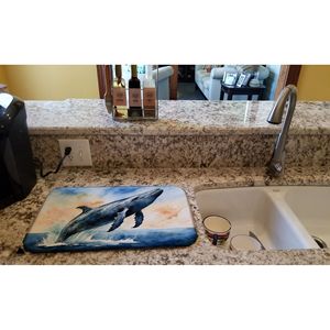 แผ่นรองจานลายวาฬหลังค่อมแผ่นรองอบแห้งเคาน์เตอร์ดูดซับน้ำในครัว14X21 "แผ่นรองจานและแผ่นรองจาน - Product Image 2