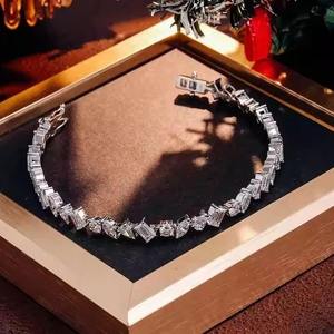 Bracelet Tennis en Argent 925 avec Moissanite, Cœur, Poire et Émeraude, Bracelet à Maillons Scintillants de Luxe pour Femme, Cadeau - Product Image 6