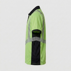 Polo de travail haute visibilité en polyester Aliroz pour hommes, uniforme de sécurité réfléchissant jaune-vert avec bordure noire - Product Image 6