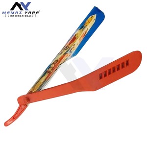 Rasoir de Barbier Professionnel Droit en Acier Inoxydable de Haute Qualité avec Manche en Acier et Verrou Coulissant, Lame Unique, pour le Visage - Product Image 1
