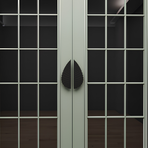 Poignées de porte modernes en aluminium en forme de feuille, poignées de placard, quincaillerie de meubles, laiton noir mat, paire 200mm 300mm - Product Image 1