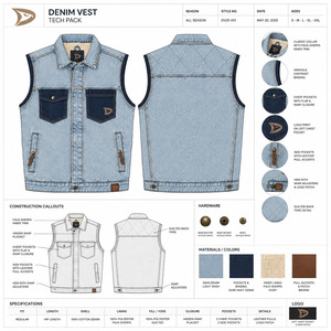 เสื้อกั๊กยีนส์สีฟ้าอ่อนแบบเชอร์ปา คอปก สำหรับผู้ชาย แฟชั่นเสื้อแจ็คเก็ตทำงาน พรีเมียม มีกระเป๋าตัดสี  แบบไม่มีแขน - Product Image 6