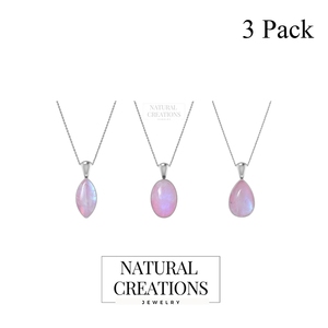 Premium 925 Sterling Silver Fine Pendant & Charm Pink Moonstone Gemstone Pear Marquise Oval Cab <b>with</b> Spring <b>Lock</b> Bezel Setting - Product Image 1