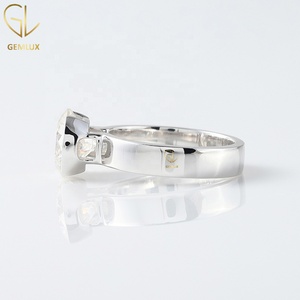 Bague de fiançailles en moissanite taille ronde, bague de mariage à demi-sertissage, bague solitaire en moissanite - Product Image 6