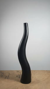 Modern Curved <b>Matte</b> Black Metal Flower Vase Elegant S-Shape Handcrafted Home Decor <b>Table</b> Centerpiece Single Unit Only - Product Image 3