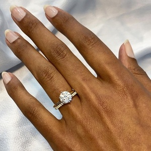 Classic 6 Claw Prong Round <b>Diamond</b> Engagement <b>Ring</b> High Quality 14K Gold TwoTone Solitaire Wedding <b>Ring</b> Direct Factory Wholesale - Product Image 2