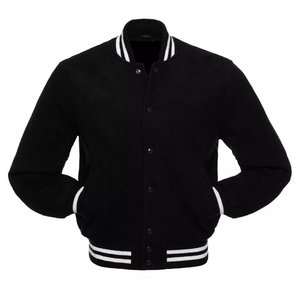 Nouvelle veste universitaire en cuir noir et coton-laine, style Letterman, tendance urbaine, personnalisable, col montant, logo frontal - Product Image 2