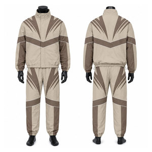 100% Nylon Windbreaker Tracksuit Heavyweight Water Proof <b>Two</b> <b>Piece</b> Zipper Jacket and Trouser <b>Set</b> For Unisex - Product Image 1