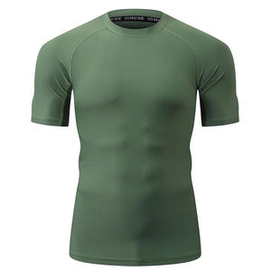 Men Rash Guard <b>Compression</b> T <b>Shirt</b> Short Sleeve UV Protection Swim <b>Shirt</b> Quick Dry Custom Branding OEM - Product Image 3